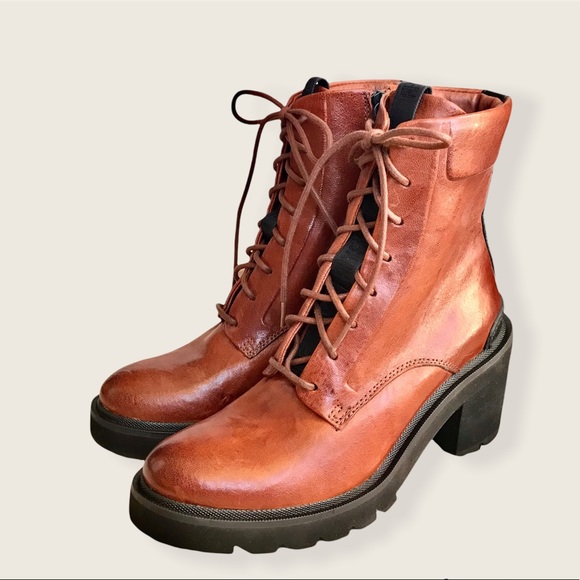 Frye Savannah Cognac Genuine Leather Classic Lace Up Streetwear Combat AnkleBoot - Picture 8 of 16